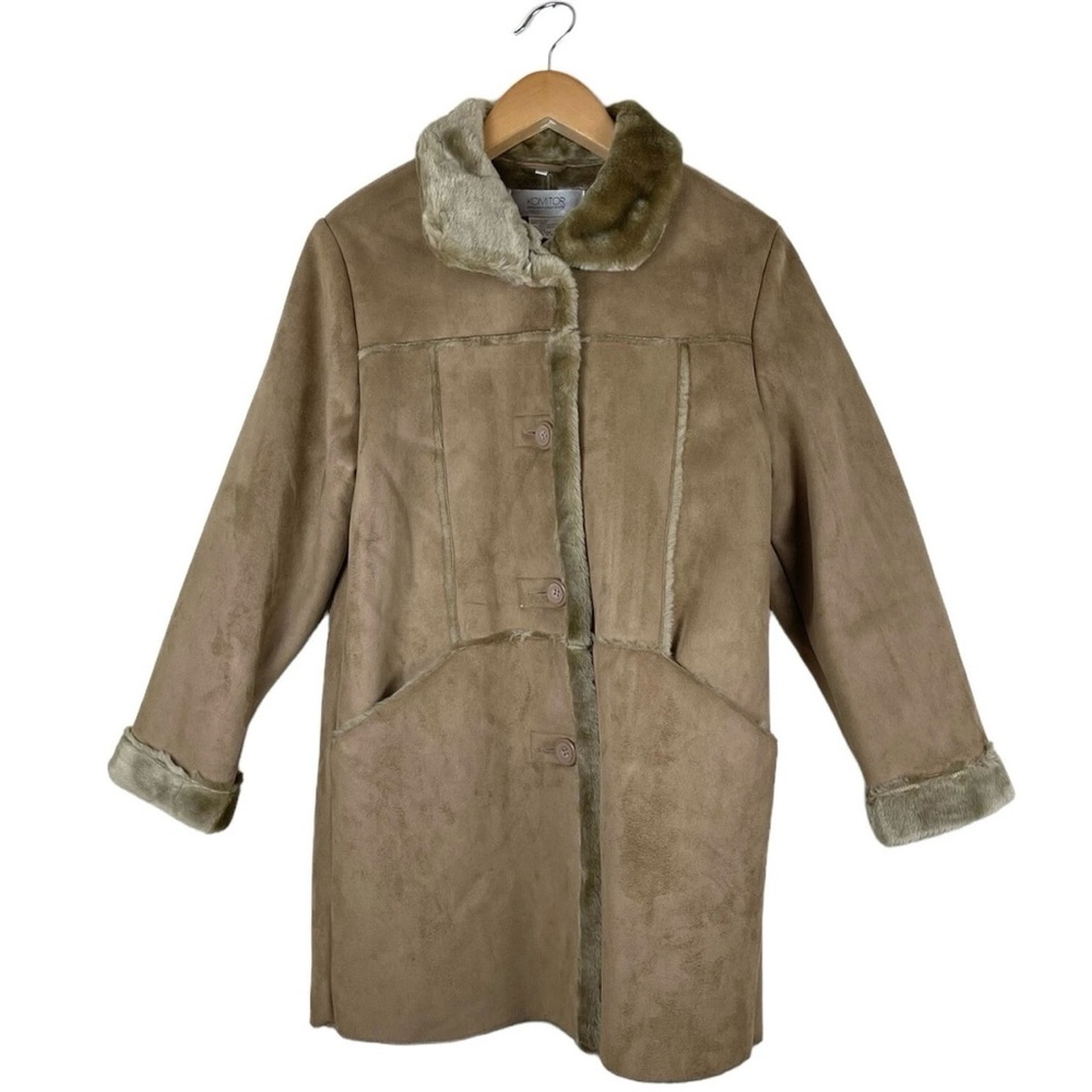 Vintage Komitor Women’s Medium Tan Faux Fur Fully Lined Jacket Y2K